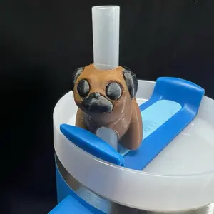 Straw Buddy Charm Animal Pug Fits on Tumblers Accessories Cute