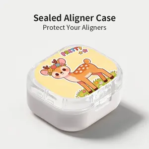 Cute Flower Crown Deer Print Aligner Case, Sealed Leak-Proof Orthodontic Retainer Box, Portable Dust-Proof Storage for Students Adults Travel