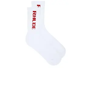 Rhude Filtaro Logo Sock in White & Red