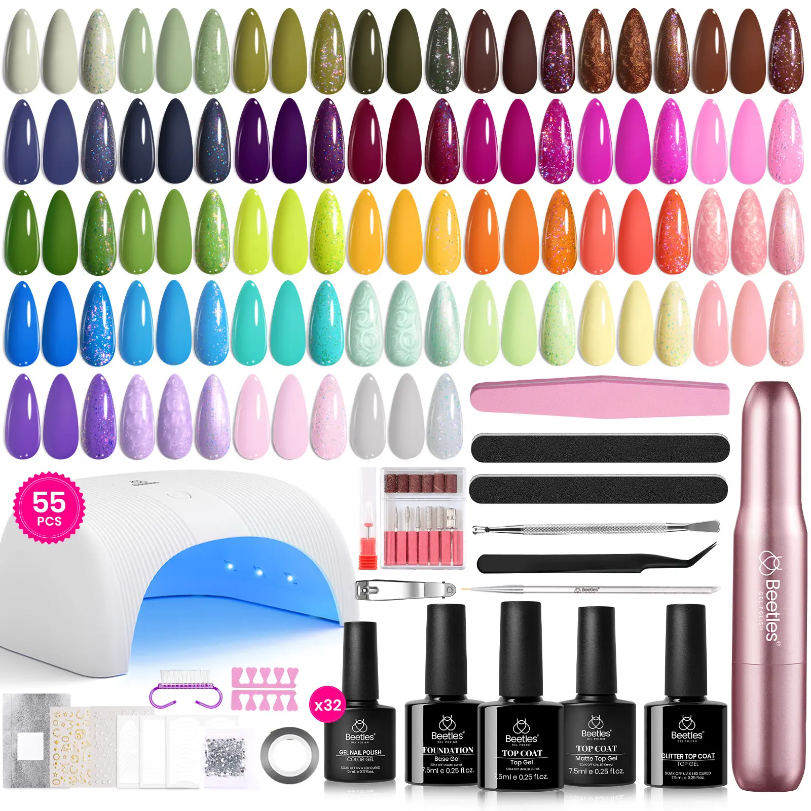 Fun Camp - 32 Colors 55 Pcs with Nail Drill &Lamp