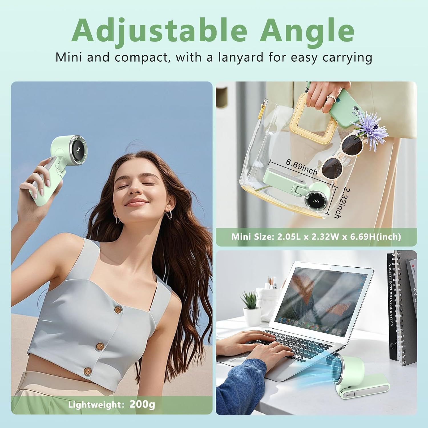 3-in-1 Head-Fold Handheld/Neck/DeskPortable Turbo Fan with LED Display, 3600mAhUSB C Rechargeable 10H Runtime,13000 RPM 5 Speeds Adjustable Pocket Cooling Fans forTravel/Camping/Office/Makeup Holiday Vacation GiftEssentials