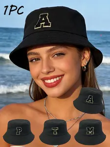 Summer Sun Protection Letter Fishing Outdoor Bucket Hat, Wide Brim Comfortable for Beach and Seaside Trips