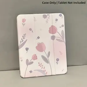 Beautiful Tulip Double-Sided Painting Acrylic Transparent Crystal Back Anti-Fall Protective Case, Suitable for iPad (A16) 11th Generation, 10th Generation 10.9, Suitable for iPad 10.2inch ,7/8/9, Suitable for iPad Pro 11inch ,2nd Generation,