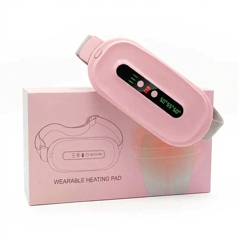 2026 New Chic Velvet Stomach Heating Pad - Portable Cordless Abs Wrap with Adjustable Heating Temperature, 3 Heat Settings, 3 Automatic Massage Modes, Self Care Gadget for Period Cramps, Gifts for Women, Adults' GF Gift