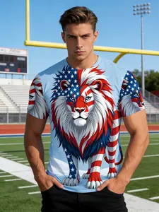 Men's Casual, Fitted London England Pattern T-Shirt, Big Ben, British Flag, Bus, Thames River Full Print, Breathable Round Neck Short Sleeve