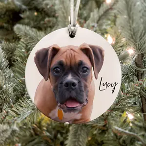 Sweet Carolina Collective - Custom Dog Portrait Ornament - Personalized Pet Christmas Keepsake Ceramic Gift Ceramic Gift