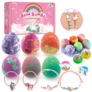Easter Bath Bombs for Kids with Surprise Inside- Dino Egg Bath Bombs for Girls, 6 Pcs Bubble Bath Bomb, Dinosaur Bathbombs Gift Set, Unicorn Jewelry for Girls, Birthday Gifts, Easter Basket Stuffers