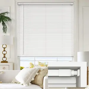 No Tools No Drill 1" Vinyl Mini Blinds, Cordless Blinds for Windows, Light Filtering Horizontal Window Blinds & Shades, 35" W x 36" H, White