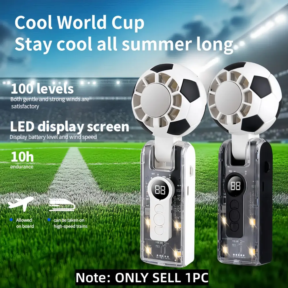 Portable USB Handheld Football Fan, Semi-Conductor Cooling Ice Pack, High Wind Force, Ideal for Travel, Outdoor, Home, Office