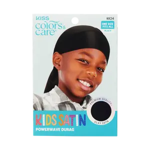 Kiss Colors & Care Kids Satin Premium Silky Powerwave Durag - Black