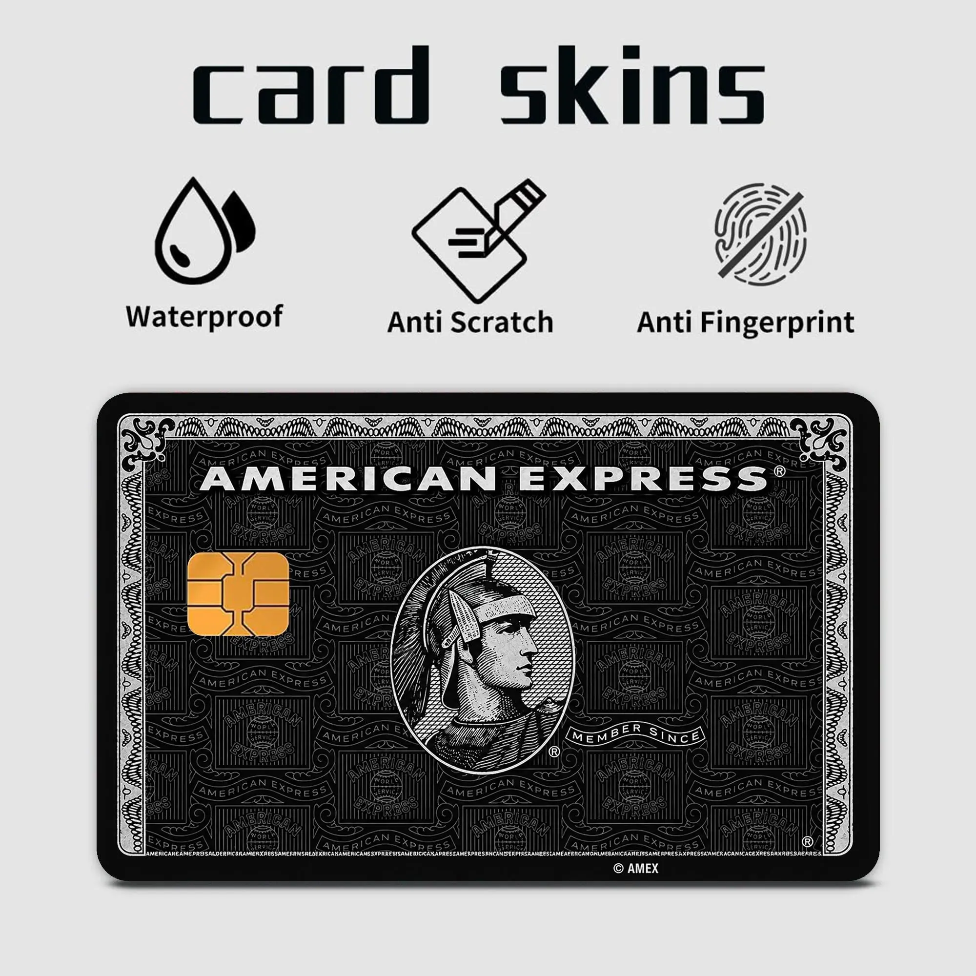 American Express Black Centurion Credit Card Skin, Premium Vinyl Waterproof Decal, Luxury Amex Debit Card Sticker, Hypebeast Wealth Smart Card Cover, Billionaire Lifestyle Novelty Gift