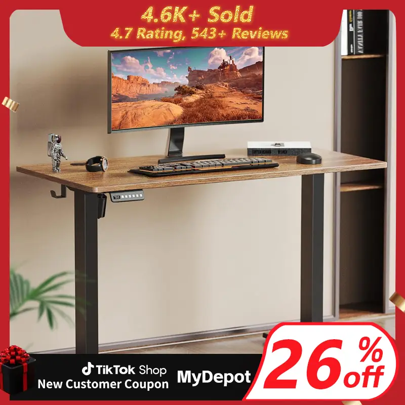 Electric Height Adjustable Standing Desk, Adjustable Stand up Desk Modern Computer Desk, Ergonomic Workstation with White Top & White Frame