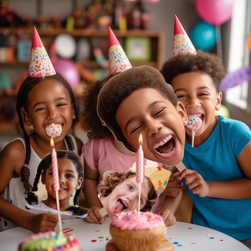 Graduation Custom Cutout Big Head on a Stick, Fun Face Cardboard Cutouts,Real Life Size, Personalized Fat Heads, 6 to 18", Party Décor, Birthday, Upload Your Photo, 1 PC, Black