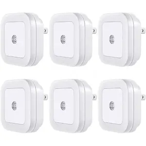 6 sets of plug-in LED night lights, sunset-to-sunrise sensor-type night lights, automatic switch wall lights for bedrooms, bathrooms, corridors, and kitchens, light-sensing automatic lights