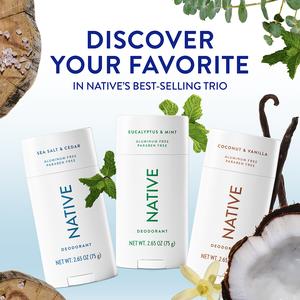 NATIVE Aluminum-Free Deodorant Stick Discovery Set – 3-Pack, 2.65 oz, 72HR Odor Protection