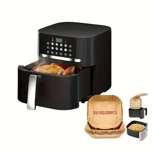 100pcs Air Fryer Disposable Parchment Liners,100pcs, Non-Stick, Oil-Proof, Suitable for 2-8QT, Microwave Safe,Two types of styles，non-stick oil-proof parchment paper,