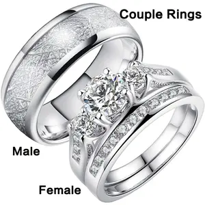 Romantic Fashion Couple Jewelry Rings Luxurious Exquisite Love Couple Rings Engagement Wedding Special Jewelry Party Birthday Gift