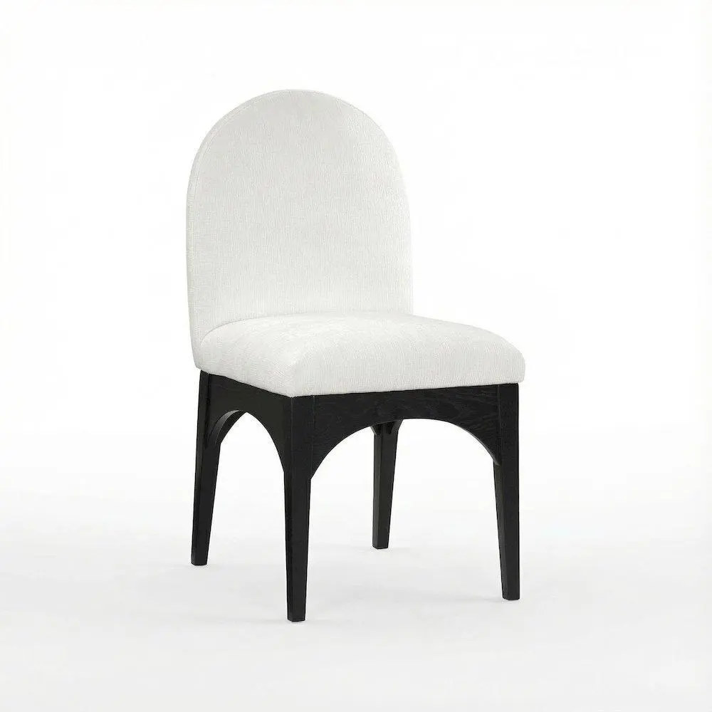 Art Deco Style Black Chenille Fabric Dining Chair - Single Person, Armless, with Cushioned Seat, Without Arms