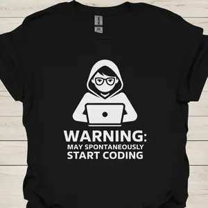 Coder T-shirt Warning May Spontaneously Start Coding Funny Programmer T-shirt for Developers Tech Enthusiasts WCyber