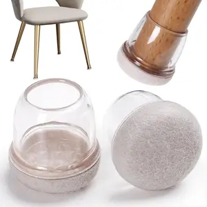 24 count  Chair  Floor Protectors for Hardwood Floors, Felt Furniture Pads Rubber Chair  Caps, Bar Stool  Floor Protectors, Anti-Scratch & Reduce Noise, Round(Clear, Fit: 0.75"-1.1")