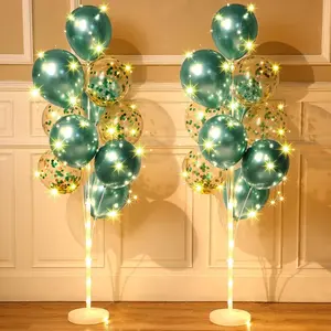 Balloon Column Stand Kit with LED Lights 40 Pcs Balloons Column Holder Centerpieces Backdrop for Wedding Baby Shower Graduation Birthday(Green)