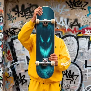 Suitable for skateboards and scooters - removable 2D flat stickers, pumpkin pattern multi-color plastic skateboard bottom sticke