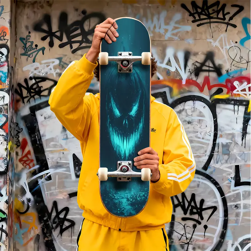 Suitable for skateboards and scooters - removable 2D flat stickers, pumpkin pattern multi-color plastic skateboard bottom sticke