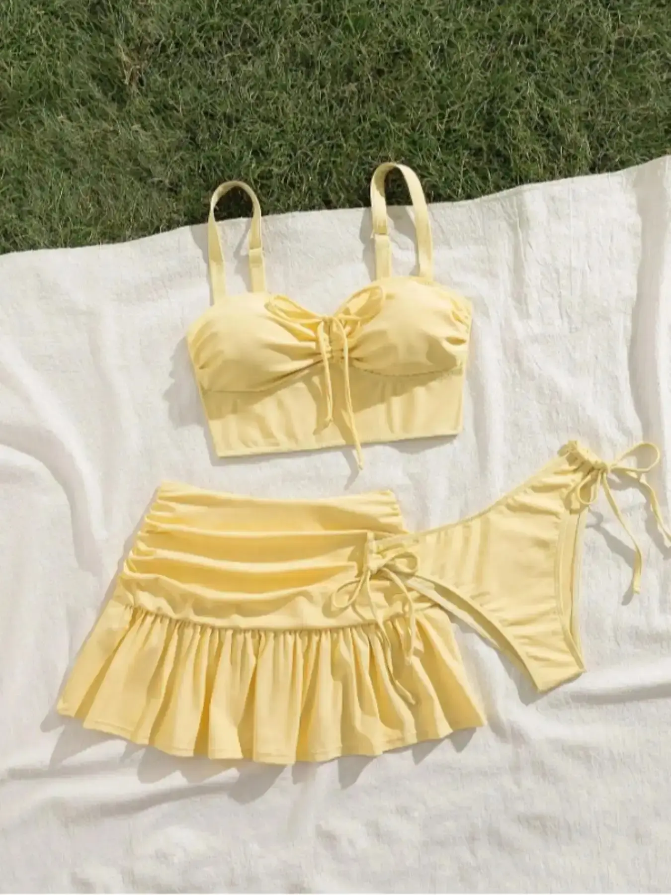 New Three-Piece Bikini Set, Ruffled Short Skirt, Adjustable Straps, Sexy Fashion Beach Party, Pool Party Contrast Bikini, Tropical Print, Tropical Vacation, Sun Kissed, Fun In Sun, Holiday Outfit, Summer Love