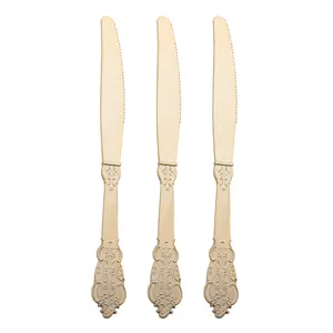 Shiny Baroque Gold Plastic Knives