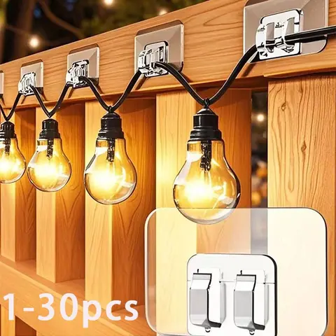 Plastic Transparent Hooks for Outdoor String Lights, Cable Clips, Side Hooks, Hanging Accessory, Waterproof Self-Adhesive, UV Resistant, Christmas Light Hangers