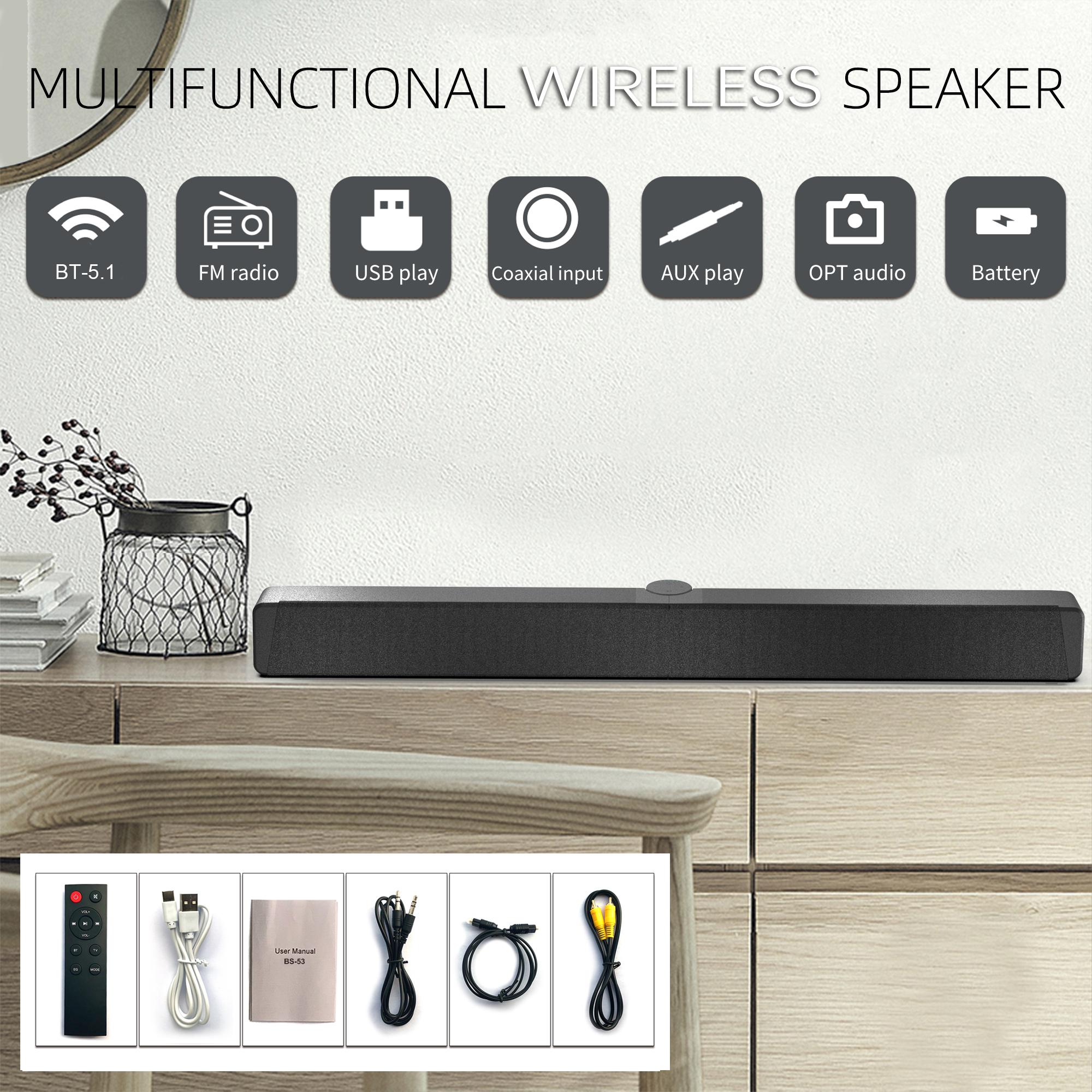 Foldable Sound Bars For TV Speaker, Bluetooth 5.1, Opt, Coaxial, USB, AUX Inputs, Projector TV Sound Bar, PC, Home Theater, 3D Surround Sound System - 26.8 Inch