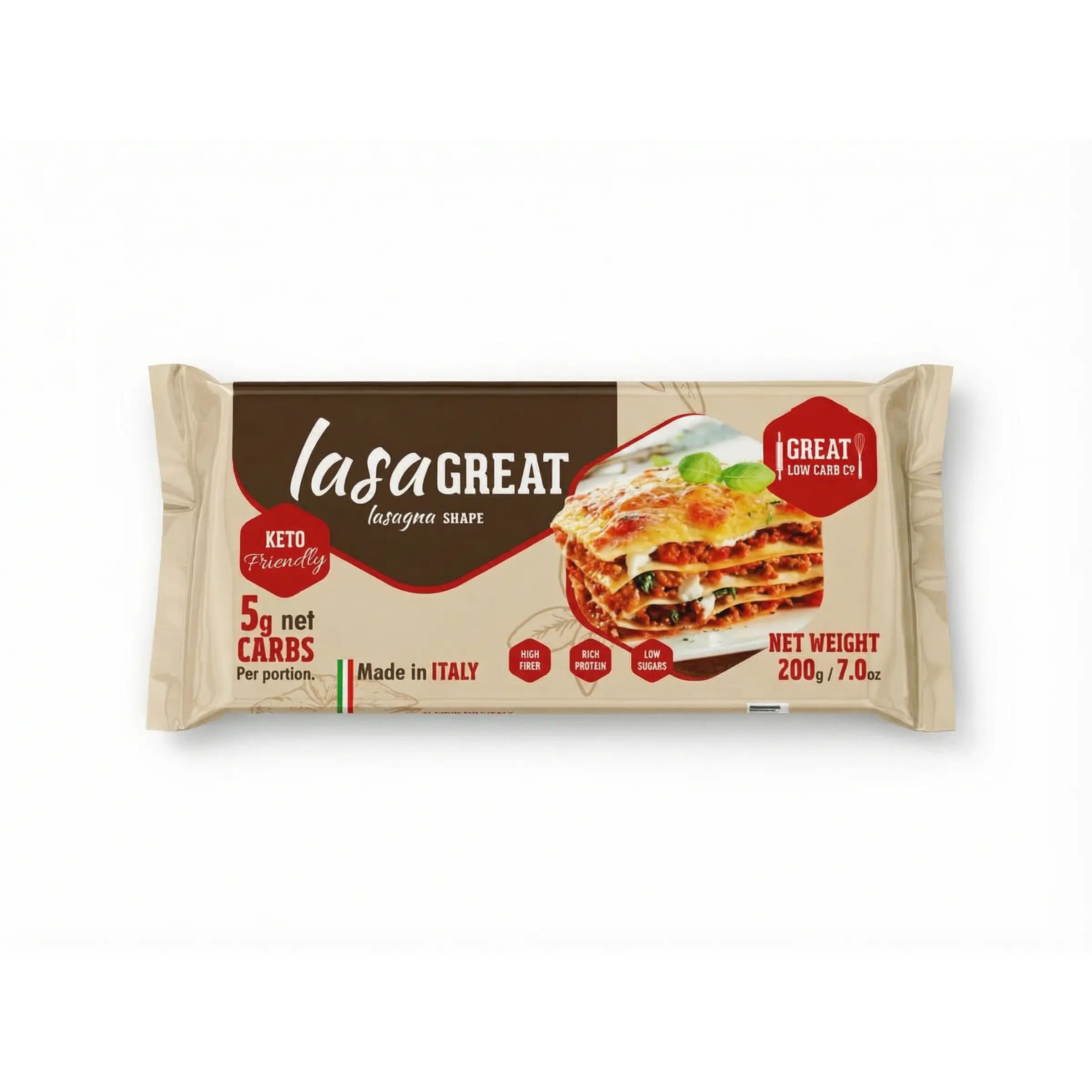 Great Low Carb Lasagna 7oz Pasta Sheets 9-10 Sheets per Package 3x8 Size Keto Friendly 5g Net Carbs per Portion