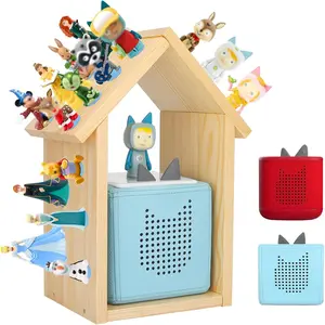 [Summer Special]for TonieBox 2/1 Tonies Storage with 35Pcs Adhesive Metal Plate for Tonie Box Figures Characters Shelf Magnetic Wooden Shelf