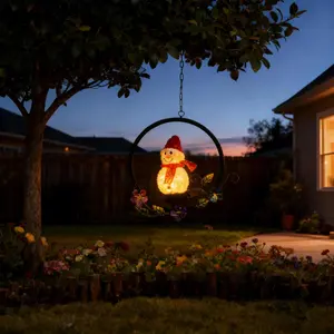 Solar Light Hanging Lanterns, Decorative Snowman Design Outdoor Hanging Light for Garden Patio, Tree Lights, Yard Lights
