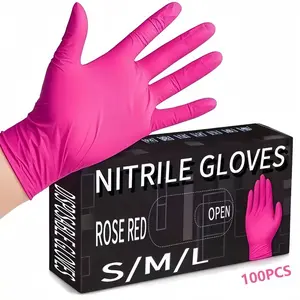 100 Disposable Nitrile Gloves, Thick Waterproof Food Grade Rubber, Household Cleaning, Nail Salon, Tattoo, Beauty, Unisex Design (medium & Large)