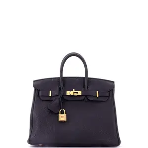 Pre-owned HERMÈS Leather Tote Bags REBAG Hermes Birkin Handbag Noir Togo with Gold Hardware 25 by Rebag