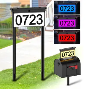 Dual Sides Solar Sign for House Address or Mailbox Number RGB LED Lights