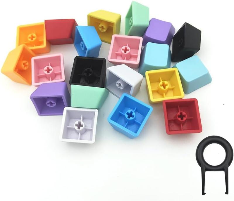 OEM Profile Blank Keycaps PBT Rainbow Mixed Colors 1U R4 Keycap for MX Switches Mechanical Keyboard (Mixed Colors, 20Pcs) Elacgap