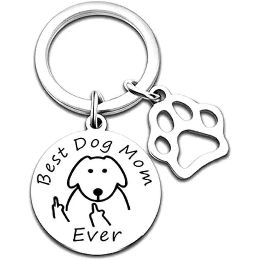 Personalized Laser Engrave Best Dog Mom Ever Key Chain