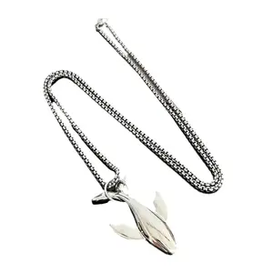 Whale Pendant Necklace Elegant Sweater Chain Long Statement Stainless Steel Material for Daily Party