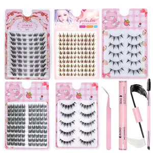 5 boxes of eyelash extension set, comic eyelash cluster C roll set group eyelash set large box single eyelash extension perfect for DIY eyelash extension comprehensive eyelash application kit
