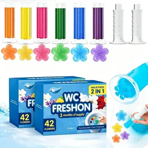 84 Flowers Toilet Gel Stamp 6-stickss | 6 Fresh Scents | Long-Lasting Deodorizing Bathroom Cleaner