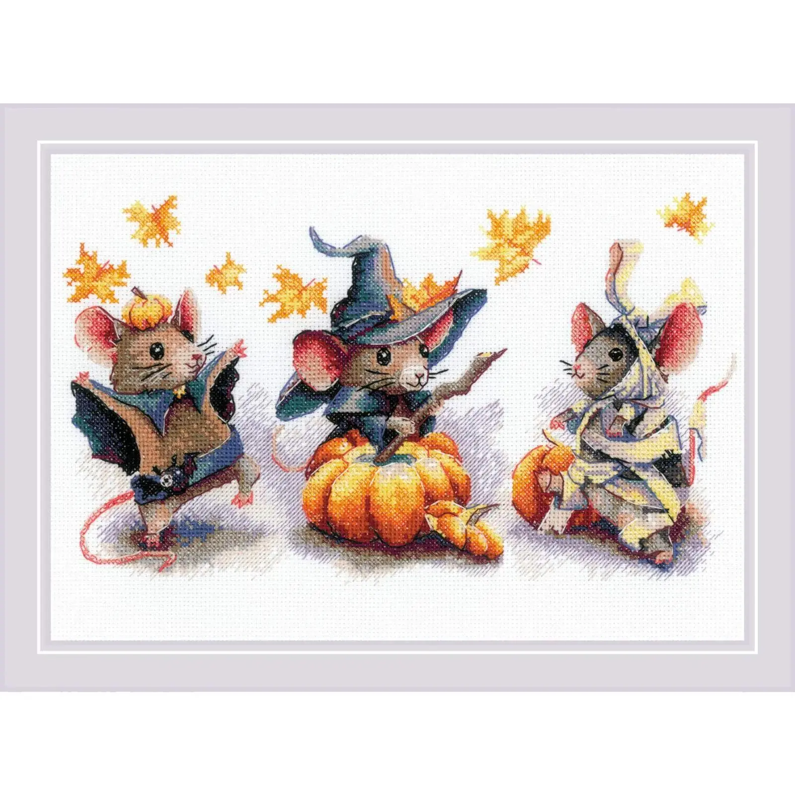 Spooky Mouse Trio Counted Cross Stitch Kit by Riolis R2241