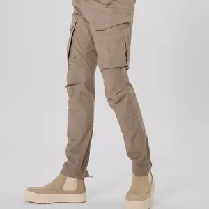 Plaid&Plain Men's Cargo Pants Slim Fit with Articulated Knees C804