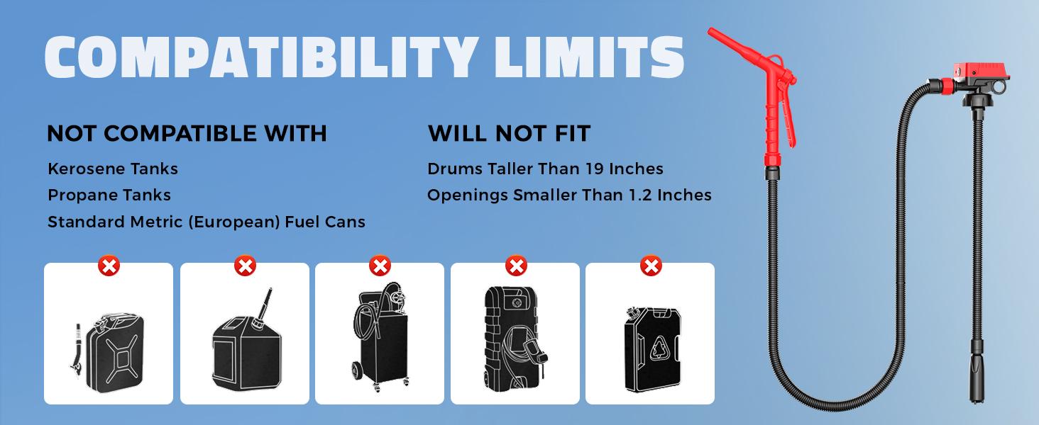 5 GPM Cordless Fuel Transfer Pump Compatible with DeWalt 20V & Milwaukee 18V Batteries,【Battery NOT Included】, Portable Gas Can Pump with 51" Hose, 5 Adapters, Gas Pump for Diesel, Gasoline fathersdaygift