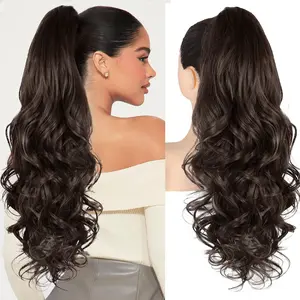 FXMONGYI 24 Inch Ponytail Extension Claw Clip on Ponytail Extensions Long Curly Wavy Ponytail Hair Extension Claw Clip in Pony Tails Hairpiece for Women