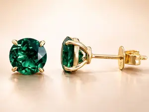 1.5ct Emerald earrings set in yellow gold