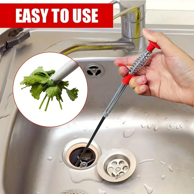 Hair Blockage Removal Tool, Stainless Steel Claw Head Drain Pipe Cleaning Rod for Removing Hair Blockage-Drain Pipe Cleaning Tool, Suitable for Sewer, Toilet, Kitchen Sink, Bathroom Bathtub Drain Hole (62.99-Inch)