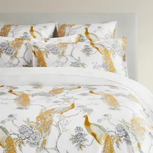 Z Gallerie Pavo Bedroom Bedding Set - Ivory/Gold, Soft, Decorative, Bedsheet Sets