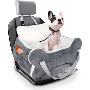 25.5x24.3x11 Dog Car Seat for Small Dogs Cats - Booster Seat Plush Cushion Non-Slip Safety Leash Side Pocket Washable for Sedan SUV Truck